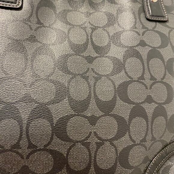 Coach Peyton Black Signature Logo Print Tote Heritage F18917 Handbag - Picture 8 of 13